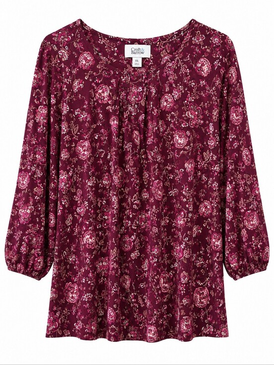 croft & barrow Tops - Croft & Barrow Mixed Berry Pleated Neckline 3/4 Sleeve Blouse Size XXL